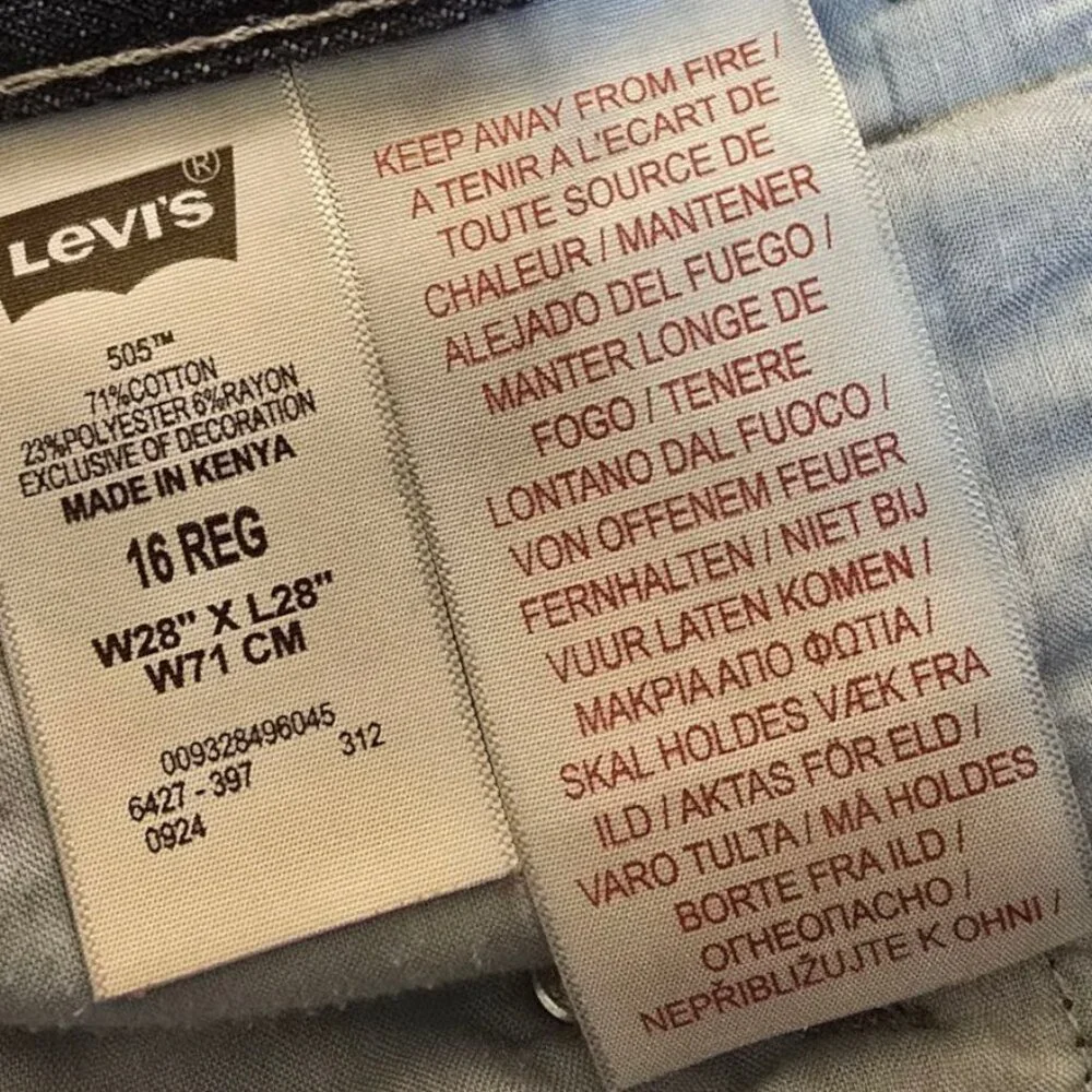 LEVI's Boy's 505 Straight Leg Denim Jeans sz 16